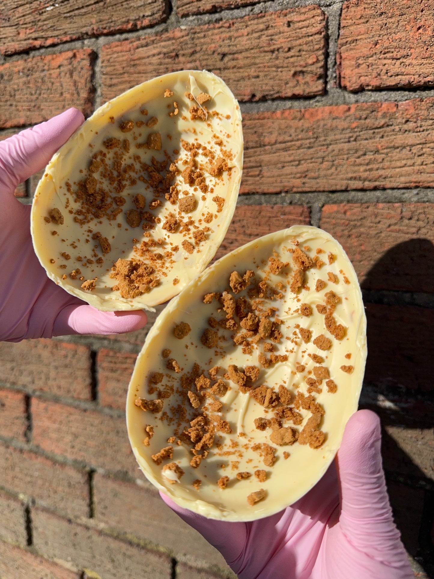White biscoff filled Easter egg